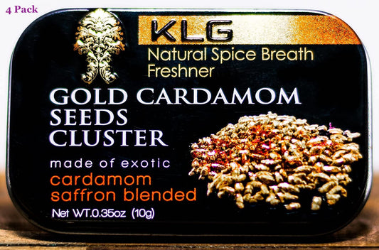 4 Pack of Gold Cardamom Seeds Clusters, Non-GMO