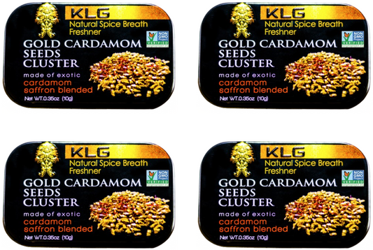 !GC - 4 Pack of Gold Cardamom Seeds Cluster (10g) Vegan Certified, NON - GMO, No Sugar Added, Gluten-Free, MADE IN USA