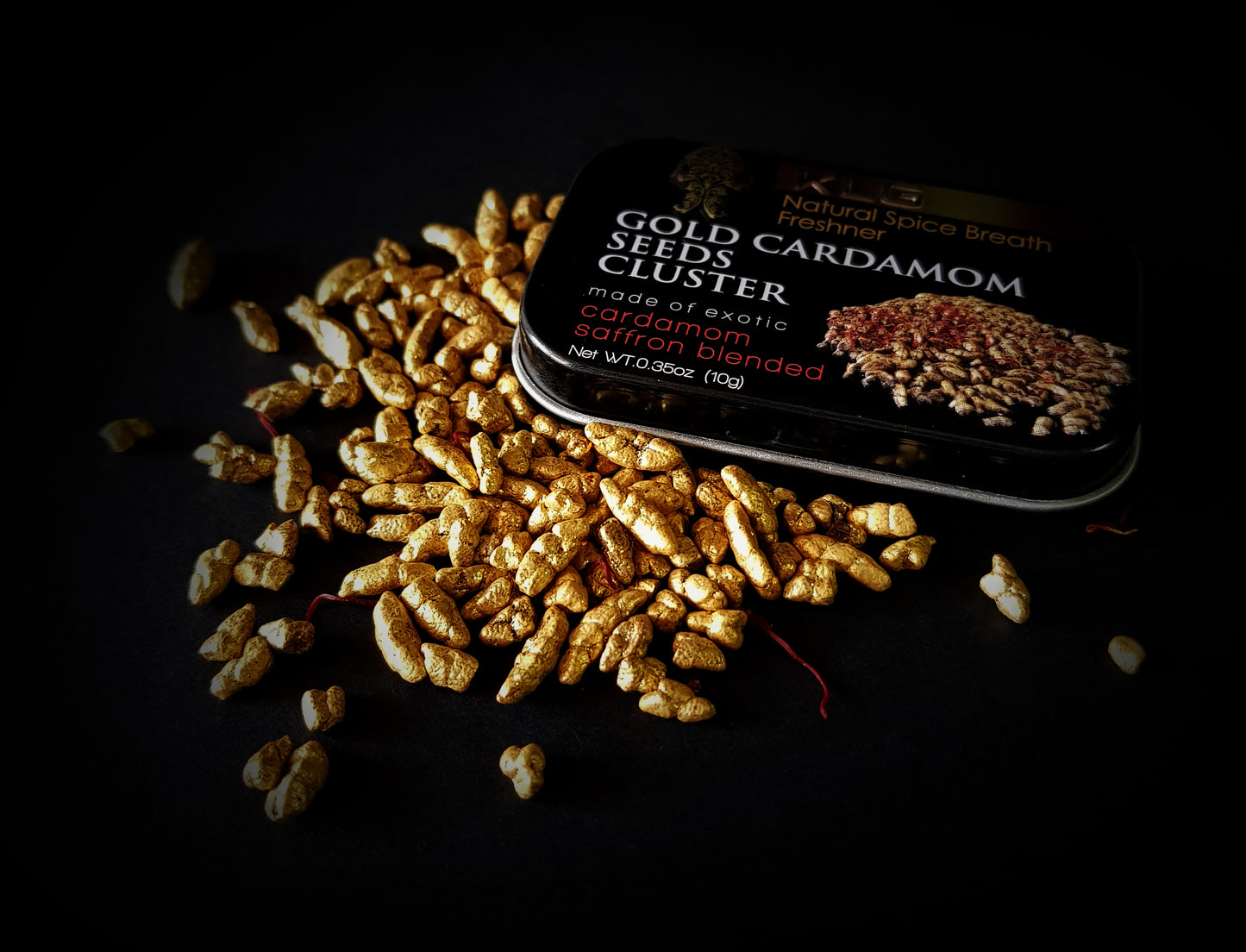 Gold Cardamom Seeds Cluster Case (144pc)